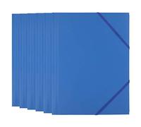 D.RECT A4 Elasticated Document Folder Pack of 6 Blue PP Plastic File Folder with 3 Inner Flaps