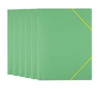 D.RECT A4 Elasticated Document Folder Pack of 6 Green PP Plastic File Folder with 3 Inner Flaps