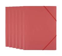 D.RECT A4 Elasticated Document Folder Pack of 6 Red PP Plastic File Folder with 3 Inner Flaps