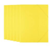 D.RECT A4 Elasticated Document Folder Pack of 6 Yellow PP Plastic File Folder with 3 Inner Flaps