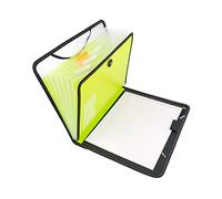 D.RECT - Briefcase | Notebook | 7 Compartments A4 | Expandable | Portable Organiser | Round Elastic with Closure Button | Lime