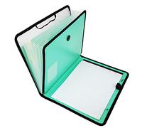 D.RECT Briefcase Notebook Set Expanding File Organiser Folder Expandable Portable File Folder Document Folders Round Elastic with Closure Button 7 Compartments A4 Peppermint