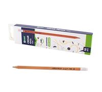 D.RECT Cedar Pencils with Eraser - Set of 12 HB, 0.5 mm, Graphite, Black, Ambidextrous, Dots, with Eraser