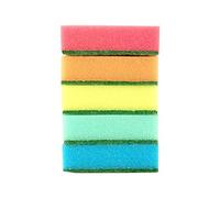 D.RECT Dishwashing Sponge 5x - Dual-Sided Dish-Washing & Cleaning Scrub Kitchen Sponge 100x75x30mm - Sponges Washing Up Remove Grease & Burnt on Food, Multicoloured