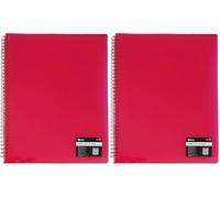 D.RECT Display Book PP A4, 20 Pockets, Display Folder, Solid, Presentation Folder, Offer Folders, Spiral Display Book, Pink (Pack of 2)