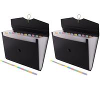 D.RECT | Expandable Expanding File | Document Organiser | Folders Expander for School - Office - Home | Expanding File Folders | Pockets Filing Box | 12 Compartments | Size: A4 | Colour: Black 5580