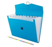 D.RECT | Expandable Expanding File | Document Organiser | Folders Expander for School - Office - Home | Expanding File Folders | Pockets Filing Box | 12 Compartments | Size: A4 | Colour: Blue 110390