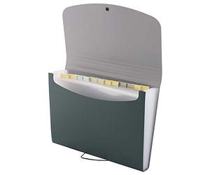 D.RECT Expanding File Folder Expandable Document Folders 12 Compartments A4 Green, (7539)