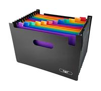 D.RECT Expanding Folder A4 | Document Folder with 13 Compartments | Colourful Datai Folder | Sorting Folder Accordion Design | Waterproof Material | Black