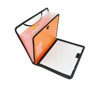 D.RECT File Set with Expandable and Portable Briefcase | Sorter for Documents with Button Closure | 7 Compartments | A4 | Orange