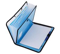 D.RECT File Set with Expandable and Portable Briefcase | Sorter for Documents with Button Closure | 7 Compartments | A4 | Blue