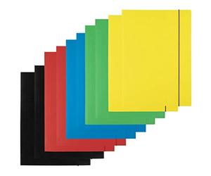 D.RECT | Folders for Paperwork | Cardboard Files | Folders with Elastic Band | Document Organiser | Folder for School - Office - Home | Pack of 10 Pieces (5 x 2) | 3 Flaps | Size: A4 | Colour: Mix