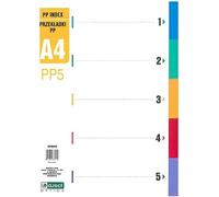 D.RECT Dividers for A4, PP5, 5 Dividers, Ring Binder Index Tabs with Number Print 1-5, Multicoloured, Polypropylene Colour Dividers