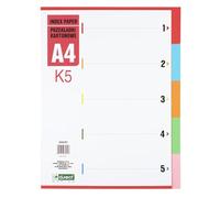 D.RECT K5 Index Dividers Cardboard Dividers | Folder Index DIN A4 | 5 Pieces Made of Cardboard 1-5