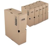 D.RECT KEEP.IT A4 Archive Box Set of 6-105 mm Spine Storage Boxes - Acid-Free 3-Layer Cardboard - Durable Document Organizer with Carry Handles & Labelling Fields