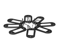 D.RECT Key Tags 10 Pcs - Plastic Keyring Tags with Loops - Key Ring with Window for Luggage, Pet Name and Office Key Labels, Black