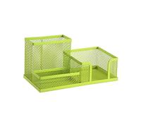 D.RECT KOMO 3-Compartment Metal Mesh Desk Organizer - Multifunctional Pen & Office Supply Holder - Compact & Durable, Lime Green