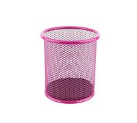 D.RECT KOMO Metal Mesh Pen Holder - Round Desk Organizer for Office & Home Office, Sturdy Pencil Cup, Space-Saving Design, Pink