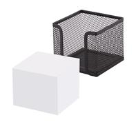 D.RECT KOMO Note Holder with Paper 95x95x80 mm - Black Metal Mesh Desk Organiser - Compact Memo Pad Dispenser for Office and Home
