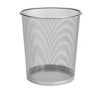 D.RECT Komo Waste Paper Bin, 12 L Metal Waste Bin, Office, Round Rubbish Bin for Study, Kitchen, Sturdy Design, 266 x 218 x 280 mm, Silver