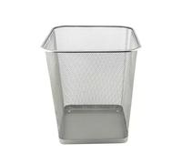 D.RECT Komo Waste Paper Bin, Metal Grid, 18 Litres, Square Rubbish Bin, Desk Office Waste Bin, Silver