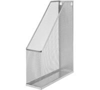 D.RECT Magazine File A4 Metal Mesh Standing File up to C4 Archive Box Eyelets for Wall Mounting Document Tray 7.3 x 25 x 31.6 cm Silver