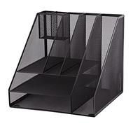 D.RECT Multifunctional Desk Organiser with 8 compartments for Office Supplies | Pen Holder Made of Metal mesh with Lacquer Finish for Home use | Durable Construction | Black