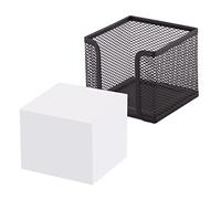 D.RECT - Note Box | Made of Mesh | Solid Metal | For Modern Workplace | Black | with Note Pad 700 Sheets - 95 x 95 x 80 mm