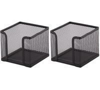 D.RECT - Note Box | Made of Mesh | Solid Metal | For the Modern Workplace | Black - 95 x 95 x 80 mm (Pack of 2)