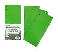 D.RECT - Pack of 100 Cardboard Dividers | Paper Separation Strips | 1/3 A4 Sheet, 11x24cm, 160g | for Perfect Separation of Binders | Divider Strips | Green