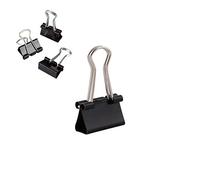 D.RECT Pack of 12 Binder Clips - 15 mm - Small Bulldog Clips for Paper - Black Metal Foldback Clips for Documents, Notes, Tickets - Office, School & Home Paper Clamps - Strong Steel Paper Holder