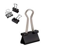 D.RECT Pack of 12 Binder Clips - 19 mm - Small Bulldog Clips for Paper - Black Metal Foldback Clips for Documents, Notes, Tickets - Office, School & Home Paper Clamps - Strong Steel Paper Holder