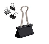 D.RECT Pack of 12 Binder Clips - 25 mm - Large Bulldog Clips for Paper - Black Metal Foldback Clips for Documents, Notes, Tickets - Office, School & Home Paper Clamps - Strong Steel Paper Holder