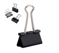 D.RECT Pack of 12 Binder Clips - 32 mm - Medium Bulldog Clips for Paper - Black Metal Foldback Clips for Documents, Notes, Tickets - Office, School & Home Paper Clamps - Strong Steel Paper Holder