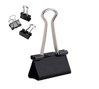 D.RECT Pack of 12 Binder Clips - 32 mm - Medium Bulldog Clips for Paper - Black Metal Foldback Clips for Documents, Notes, Tickets - Office, School & Home Paper Clamps - Strong Steel Paper Holder