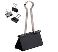 D.RECT Pack of 12 Binder Clips - 51 mm - Extra Large Bulldog Clips for Paper - Black Metal Foldback Clips for Documents, Notes, Tickets - Office, School & Home Paper Clamps - Strong Steel Paper Holder