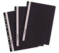 D.RECT Pack of 25 A4 File folders with Perforation Made of Plastic with Transparent Front Cover, Plastic File Folder Made of PP Film, Perforated, Euro Perforation, Black