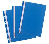 D.RECT Pack of 25 A4 File folders with Perforation Made of Plastic with Transparent Front Cover, Plastic File Folder Made of PP Film, Perforated, Euro Perforation, Blue