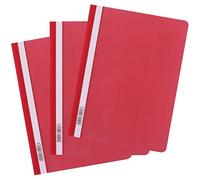 D.RECT Pack of 25 A4 Plastic File folders with Transparent Front Cover, Plastic File Folder Made of Polypropylene Film, red