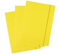 D.RECT Pack of 25 Cardboard Portfolio Folders, Postal Folder with Elastic Band, 300 g, Yellow