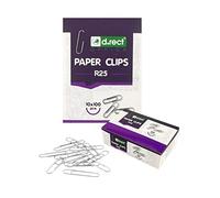 D.RECT Paper Clips 25 mm Galvanised 10x Eco Packaging Pack of 100 Together 1000 Paper Clips Made of Metal, Silver