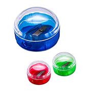 D.RECT Single Plastic Pencil Sharpener with Container Round Pack of 12