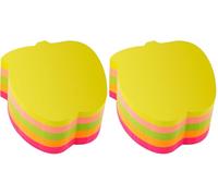 D.RECT Sticky Notes | Set of 1 Pieces | 70x70mm | Sticky Notes | 1x400 a Pad of Sheets | Office Supplies | Neon Color | Apple Shape (Pack of 2)