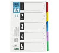 D.RECT Subject File Dividers A4 Coloured Index Tabs 1-5