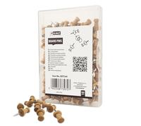 D.RECT Wooden Push Pins 100 Pcs - Natural Wood Thumb Tacks for Cork Boards, Maps, Notes, Photos - Reusable Pins for Home, Office, School