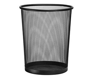 D.RECT XXL Mesh Waste Bin Black 19L - Large Metal Office Wastepaper Basket - Steel Mesh Trash Can with Ventilation - Round Bin for Home & Office