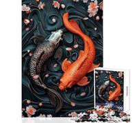 D Relief Yin Yang Koi Jigsaw for Teenagers 1000 Pieces Stimulate Active Brain And Mind Gentle Relaxing Fun Activity (38x26cm)
