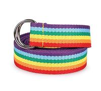 D Ring Belts - Men Canvas Rainbow Belt, Ring Buckle Belt Casual Sports | Rainbow Style Design Stripe Waistband Circcle Casual Canvas Belt, Webbing Belt for Girl Men Children Adjustable