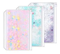 D Ring Binder Accessory Punched Binder Pockets Divider Ruler Tab Index (Sequins Decorate Zip Pocket,A5)