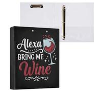D Ring Binder, Bring Me Wine 3 Ring Binders with Clip | Large A4 Ring File Organizer Hold 200 Sheets for Home School Office Supplies
